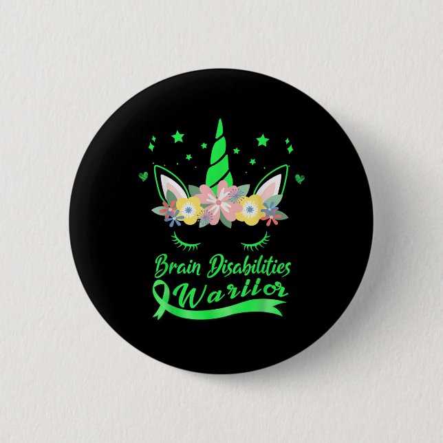 Unicorn Face Brain Disabilities Awareness  6 Cm Round Badge (Front)