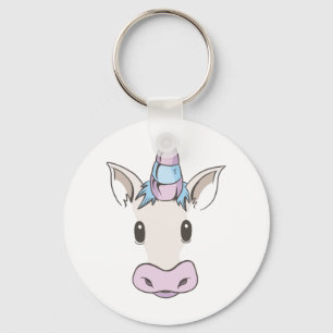 Unicorn Face Button Keychain