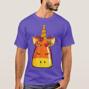 Unicorn Face Candy Corn Pumpkin Halloween Costume T-Shirt