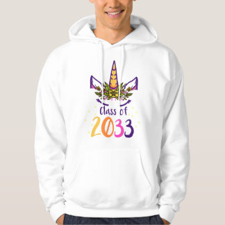 Unicorn Face Class Of 2033 First Day Kindergarten  Hoodie