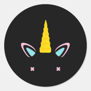 Unicorn Face Cute Eyelashes Smile Halloween Costum Classic Round Sticker