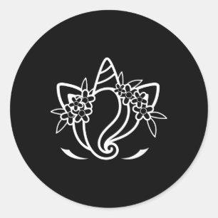 Unicorn Face Cute Eyelashes Sunday Easter Flowers  Classic Round Sticker