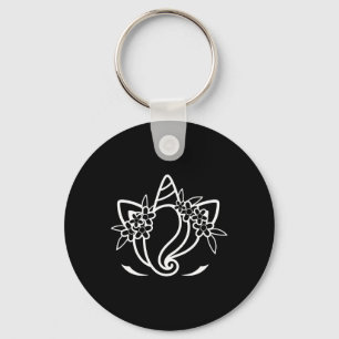 Unicorn Face Cute Eyelashes Sunday Easter Flowers Key Ring