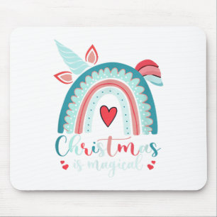Unicorn Face Cute Rainbow Christmas Is Magical Mouse Mat