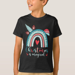 Unicorn Face Cute Rainbow Christmas Is Magical T-Shirt