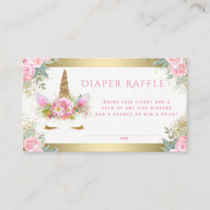 Unicorn Face Diaper Raffle Tickets Enclosure Card