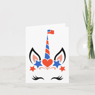 Unicorn Face Eyelashes 4th Of July Independence Da Card