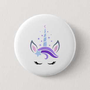 Unicorn Face Eyelashes Celestial Moon Star Boho Lu 6 Cm Round Badge