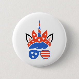 Unicorn Face Eyelashes Gles 4th Of July Independen 6 Cm Round Badge