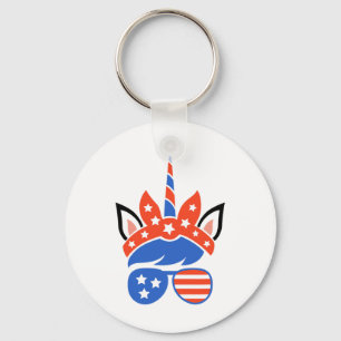 Unicorn Face Eyelashes Gles 4th Of July Independen Key Ring