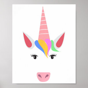 Unicorn Face Eyelashes Halloween Costume With Hair Poster