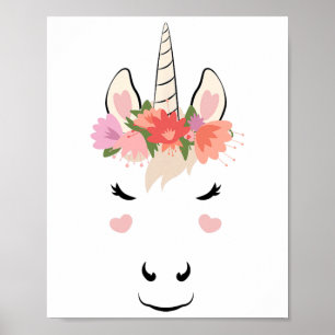 Unicorn Face Eyelashes Love Halloween Costume Flow Poster