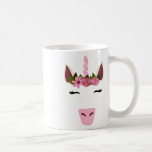 Unicorn Face Eyelashes Smile Flower Wreath Hallowe Coffee Mug