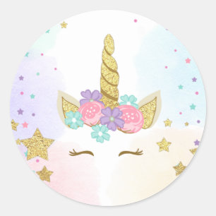 Unicorn Face Favour Tags Magical birthday Pink Gol