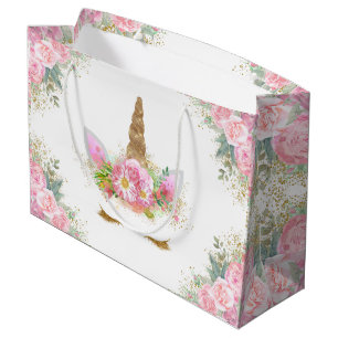 Unicorn Face Girl Baby Shower Large Gift Bag