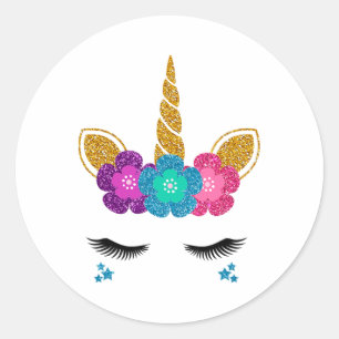 Unicorn Face Halloween Costume Idea And Birthday O Classic Round Sticker