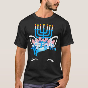Unicorn Face Hanukkah Funny Girls Kids Women T-Shirt