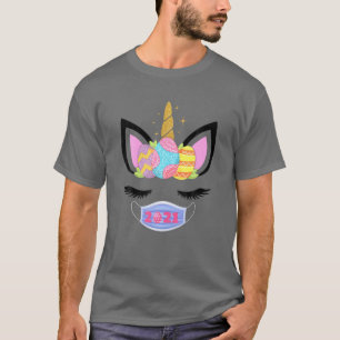 Unicorn Face Mask Quarantine Egg Hunt Easter Day 2 T-Shirt