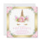 Unicorn Face Pink Gold Baby Shower Invitations