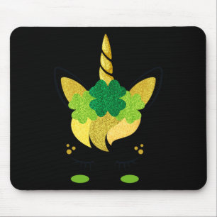 Unicorn Face St Patrick's Day Irish Girls Kids Mouse Mat