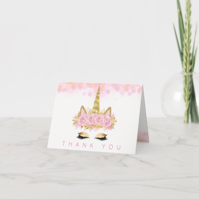Unicorn Face Unicorn Thank You Cards (Front)