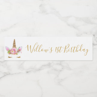 Unicorn Face Water Bottle Lable Label