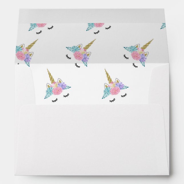 Unicorn Face White Envelopes A7 for 5x7 Invitation (Back (Bottom))