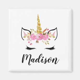 Unicorn Face With Eyelashes Personalised Name Magnet