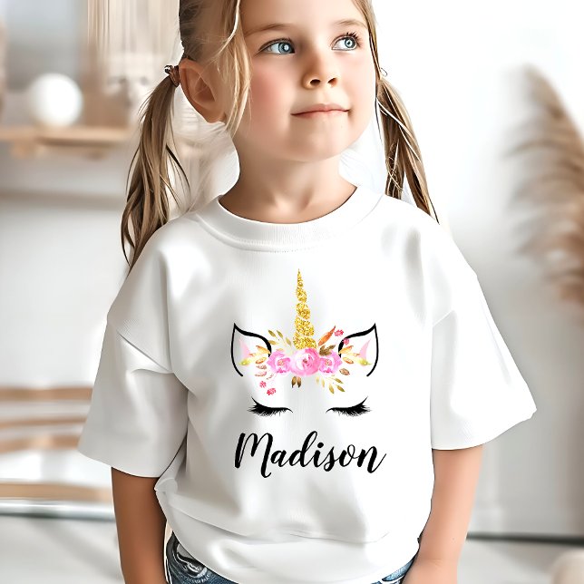 Unicorn Face With Eyelashes Personalised Name T-Shirt (Creator Uploaded)