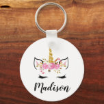 Unicorn Face With Eyelashes Personalized Name Key Ring<br><div class="desc">Unicorn Face With Eyelashes Personalized Name keychain</div>