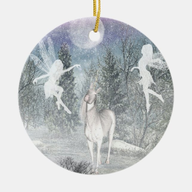 Unicorn Fae magic Christmas Ornament (Front)