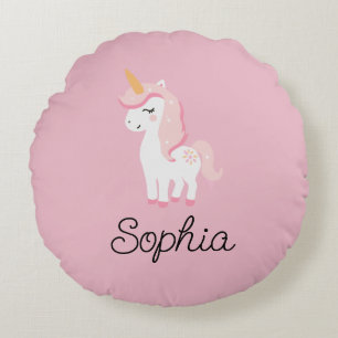 Unicorn, Fairy, Magic – Custom Name Round Cushion