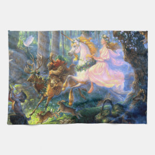 unicorn fairy pan tea towel