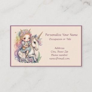 Unicorn Fairy Princess Fantasy Magical Personalise Business Card