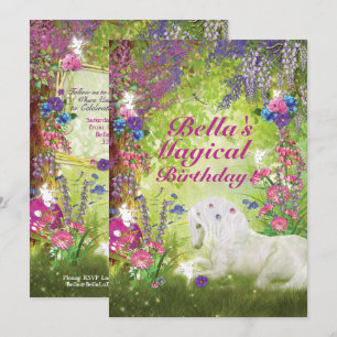 Unicorn Fairy Woodland Birthday Party Invitation