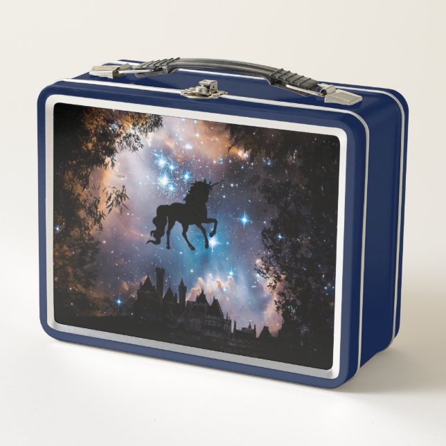 Unicorn fairytale metal lunch box (Front)