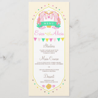 Unicorn Fairytale Wedding Dinner Menu
