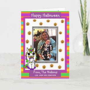 Unicorn Family Photo Halloween Card