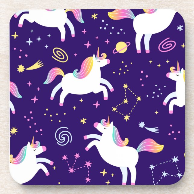 Unicorn Fan Club pattern Cute   Coaster (Front)