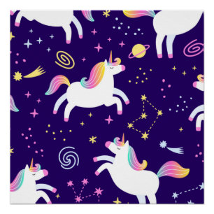 Unicorn Fan Club pattern Cute    Poster
