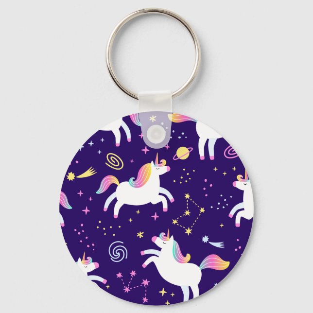 Unicorn Fan Club pattern Key Ring (Front)