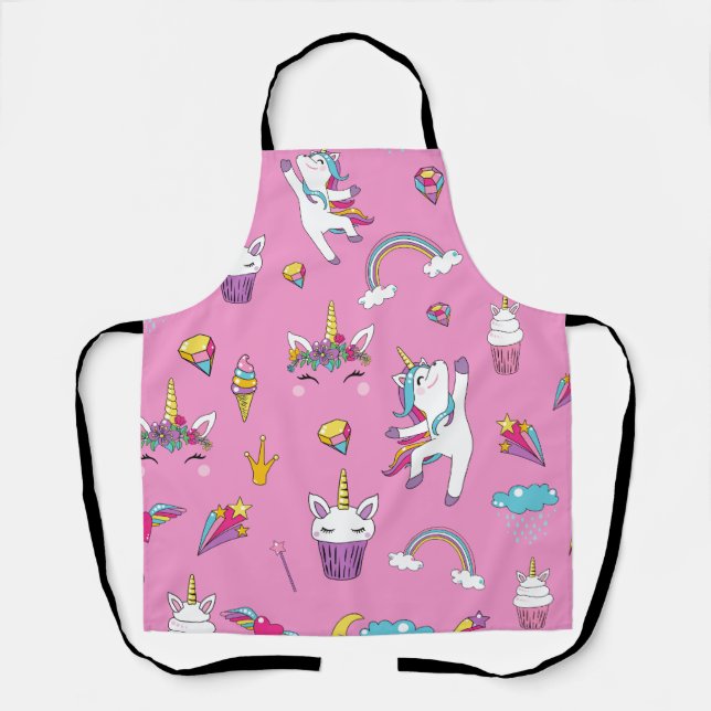 Unicorn Fan Club pattern Pink     Apron (Front)