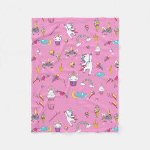 Unicorn Fan Club pattern Pink        Fleece Blanket