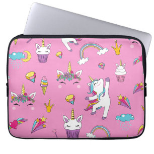 Unicorn Fan Club pattern Pink Laptop Sleeve
