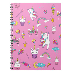 Unicorn Fan Club pattern Pink Notebook