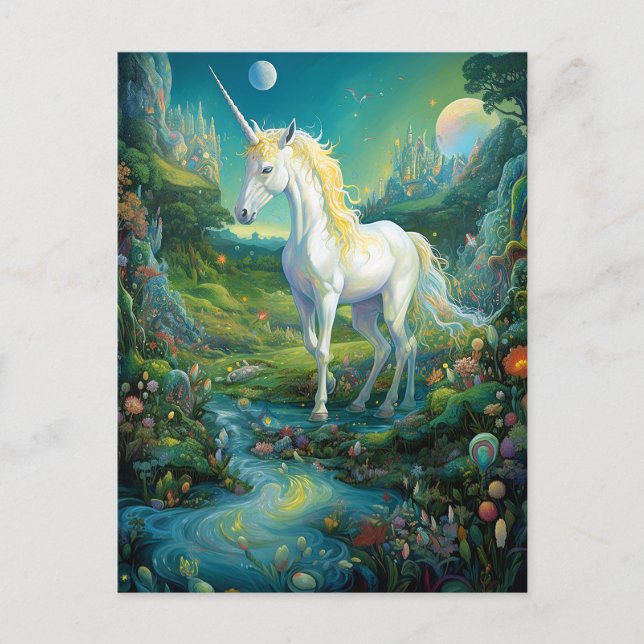 Unicorn Fantasy Art Postcard (Front)