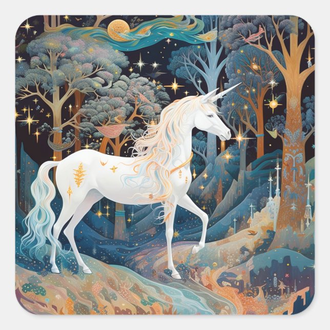 Unicorn Fantasy Art Square Sticker (Front)