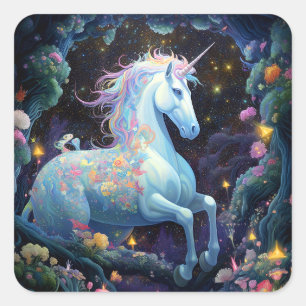 Unicorn Fantasy Art Square Sticker