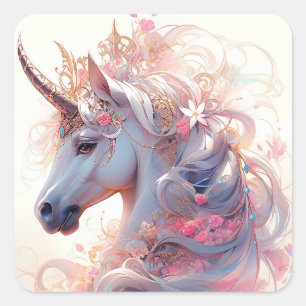 Unicorn Fantasy Art Square Sticker