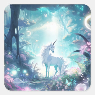 Unicorn Fantasy Art Square Sticker